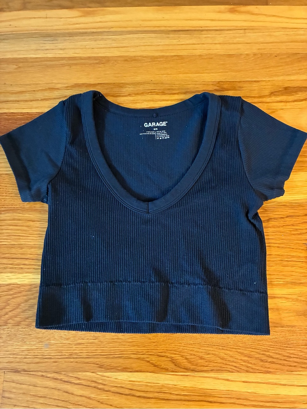 Garage Black Ribbed Scoop Crop Top